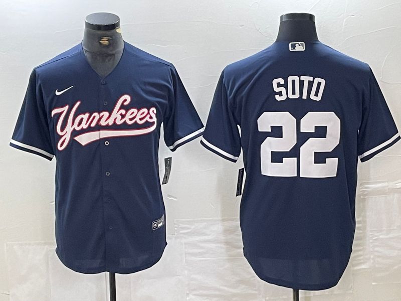 Men New York Yankees 22 Soto Dark blue Second generation joint name Nike 2024 MLB Jersey style 1